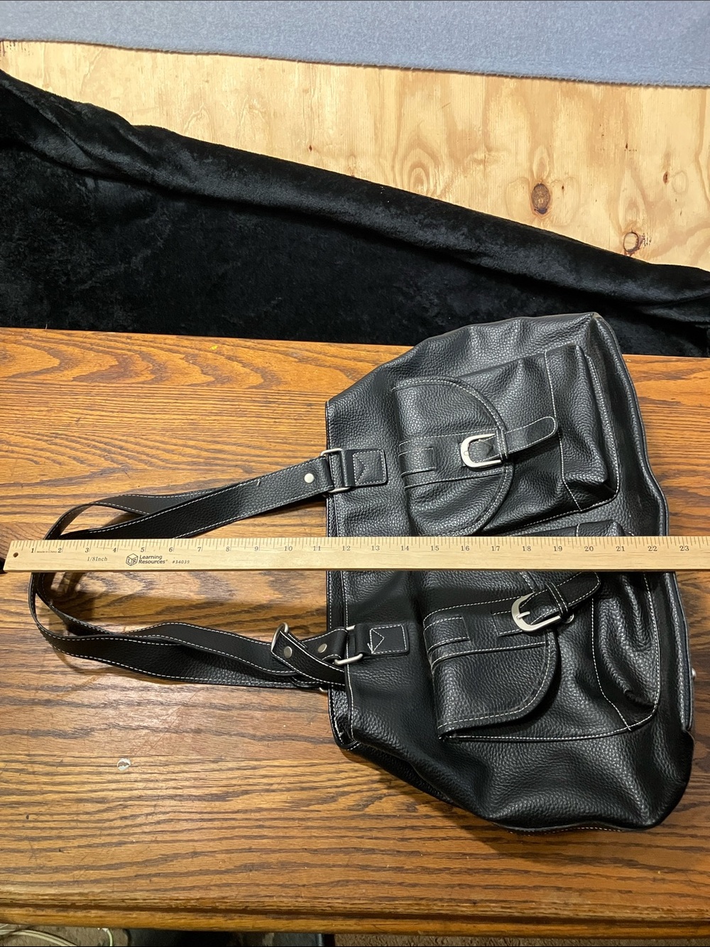 No Brand Large Black Satchel – Black Faux Leather - Picture 8 of 14